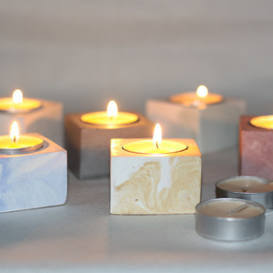 Square Concrete Candle Holder-Caro Brand Model CR553.5 for Home Decor - Product Image 1