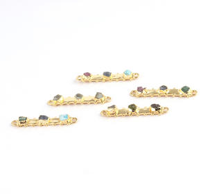 Conectores de piedras preciosas colgantes DIY de estilo clásico, Conector de doble fianza de piedras preciosas naturales en bruto, galvanoplastia minimalista elegante - Product Image 4