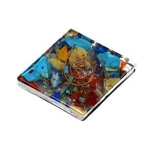 Chakra Orgone Square <b>Paperweight</b> | Buy Natural Crystal Orgone Stone Paper Weight - Product Image 1