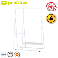 Porte-manteau moderne en métal avec 2 étagères, meuble de rangement autoportant pour salon et chambre à coucher