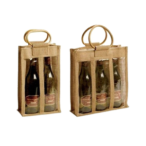 2024 nuevo diseño yute bolsa de vino bolsa de botella logotipo personalizado impreso yute bolsas de vino proveedor - Product Image 5