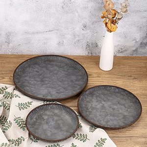 Set of 3 <b>Black</b> Color Coated Round Galvanized <b>Serving</b> <b>Trays</b> Perfect for Kitchenware Hotel and Restaurant Food <b>Serving</b> Daily Use - Product Image 6