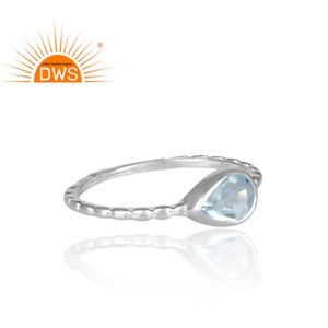 Bague de mariage en pierre précieuse en topaze bleue naturelle, argent Sterling, pour filles, possibilité de vente en gros, fournisseur indien - Product Image 3