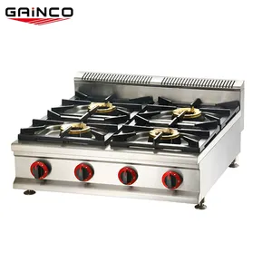 Gran oferta de acero inoxidable con estufa, mesa de cocina de Gas propano, estufa de Gas de 4 quemadores