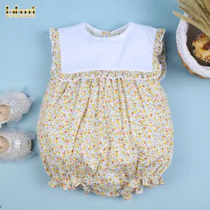 Cute floral ruffle floral bubble for little girls OEM ODM baby smocked romper wholesale manufacturer - BB2535