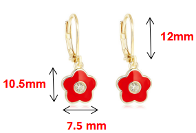 Jingjing بالجملة بالجملة في المخزون من المصنع ، أقراط ذهبية 18 قيراط مطلية بالمينا وزهور طفلة حديثة الولادة - Product Image 2