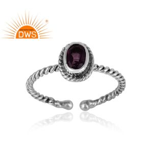 Natural Amethyst Gemstone Ring Handmade Oxidized 925 Sterling Silver Ring Antique Rings Jewelry Supplier - Product Image 2