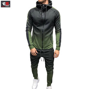 Conjunto Deportivo de Invierno para Hombre, Talla Grande, con Cremallera, 2 Piezas, Sudadera con Capucha y Pantalones Estampados - Product Image 1