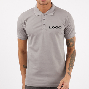 Polos gris brodés avec logo personnalisé pour hommes - Product Image 2