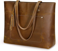 Fourre-tout en cuir véritable pleine fleur marron pour été hiver printemps et automne cadeau parfait pour elle