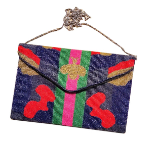 Bolso de mano estilo vintage indio para mujer, con cuentas, para fiesta de boda, diseño de diseñador, con cristales brillantes, suave y lujoso. - Product Image 2