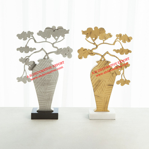 Escultura de florero de mesa única para sala de estar, Escultura Moderna de alta calidad en base de mármol, escritorio, escultura de aluminio - Product Image 6