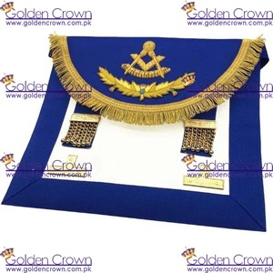 Tablier en cuir Rite écossais passé Master Broderie à la main en bleu avec Vinework Masonic Regalia Supply - Product Image 6