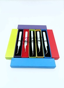 Vente en gros Nouveau 45 & 90 degrés Seaglass Poudre Revêtement Extension de cils Pince à épiler Incurvé Instruments de beauté en acier inoxydable - Product Image 3