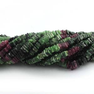 Pierres précieuses Heishi lisses de forme carrée en rubis naturel, matériau écologique, vrai brin de perles - Product Image 1