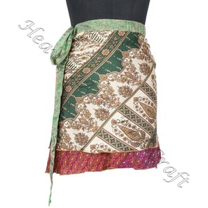 Mini jupes indiennes en soie, pour femme, style Boho, portefeuille, d'été, motif fleuri, imprimé Hippie, été - Product Image 5