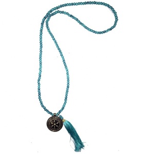 Venta al por mayor cuentas borla collar con colgante de perlas de vidrio de 6mm borla collar oración grano turquesa Mala collar - Product Image 1