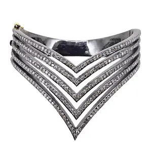 925 Sterling Silver Fine Jewelry Manufacturer & Supplier Natural Pave Diamond Latest Design Fashion Bangle