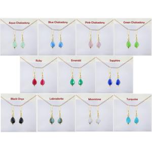 Boucles d'oreilles pendantes en pierre de lune arc-en-ciel, bijou plaqué or avec pierre précieuse, cadeau pour elle, 2019 - Product Image 6