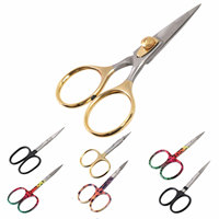 Fliegenbinde-Schere aus Edelstahl, Standardgröße, Gerade Klinge, Gold/Silber Farbe, Modell IF-299 für Bachfischen