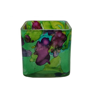 Custom Wholesale Multi-colored Marbleized High-Quality Handmade Decorative Multi-purpose Small <b>Square</b> Petal Candle <b>Glass</b> Jar - Product Image 1