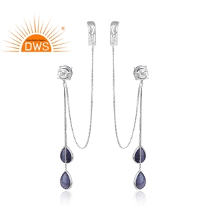 925 Sterling Silver Natural Tanzanite Gemstone Ear <b>Cuff</b> <b>Earring</b> Jewelry For Women Gift For Her - Product Image 2