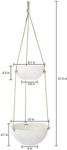 Jardinière suspendue à 2 niveaux pour la décoration intérieure couleur blanche Design moderne fer à 2 niveaux porte-plantes suspendues pot de jardinière - Product Image 3