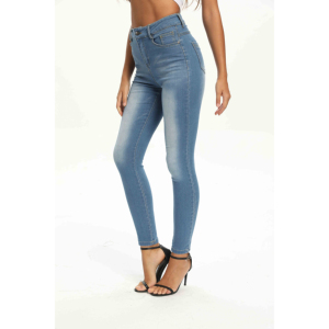 กางเกงยีนส์ขาตรงสไตล์2023สำหรับผู้หญิงกางเกงยีนส์แฟชั่นใหม่ล่าสุดผ้าถักสีฟ้า - Product Image 4