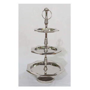 Fancy 3 Tier Aluminio Niquelado Premium Luxury Fancy Diseño antiguo Suministros decorativos para bodas y fiestas Servidor de soporte para pasteles - Product Image 3