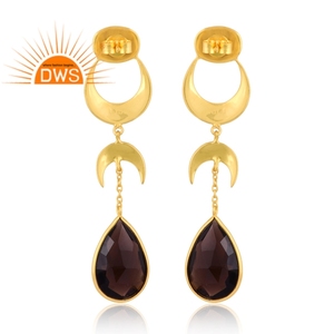 925 Sterling <b>silver</b> natural Smoky quartz gemstone <b>dangle</b> <b>earring</b> for women jewelry manufacturer - Product Image 4