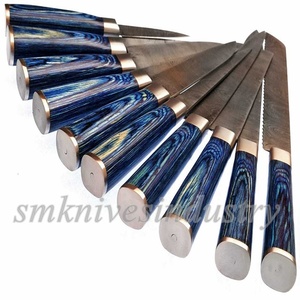 Mango redondo Damasco 10 piezas Chef cuchillos con kit de cuero (Smk1487) - Product Image 4