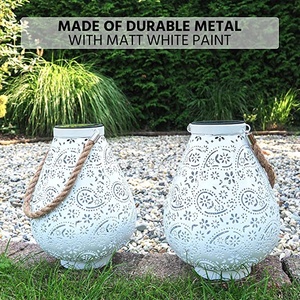 Lanternes chinoises blanches en métal et cordes, pour un usage en extérieur, style Oriental, imperméable, pour le jardin, le balcon ou le Patio - Product Image 4