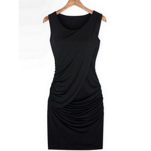 Vestido OEM Personalizado de Alta Calidad para Mujer, Sin Mangas, Ajustado, Casual, Ecológico, Natural, a la Cadera, Liso, Teñido, Hasta la Rodilla - Product Image 5