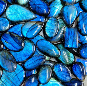 Pierre précieuse naturelle de labradorite bleue Dhorgems, cabochon en vrac pour la fabrication de bijoux avec effet de changement de couleur, forme et taille mélangées, cristal - Product Image 5