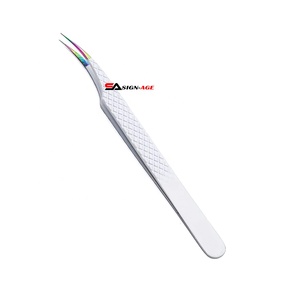 Pinzas de extensión de pestañas con agarre de diamante blanco de alta calificación Curved Multi Tip Acero inoxidable Mega Volume Lash Beauty Punta puntiaguda - Product Image 2