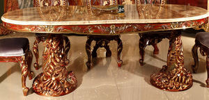 Simplee — ensemble de Table à manger victorien or, 11 pièces, finition en noyer brillante, luxueux, sculpté à la main - Product Image 4