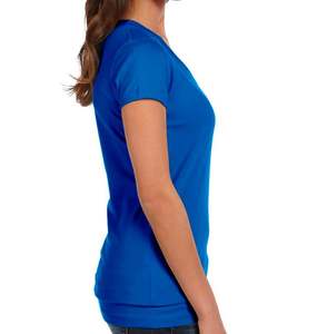 T-shirt manches courtes et col en v pour femmes, blanc, couleurs personnalisées, bleu Royal, été, - Product Image 3