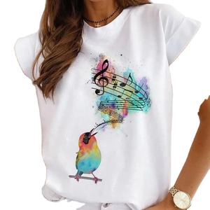2020 moda niñas camiseta impresa dibujos animados algodón tejido manga corta Casual verano estilo OEM Spandex niños imagen Technics - Product Image 1