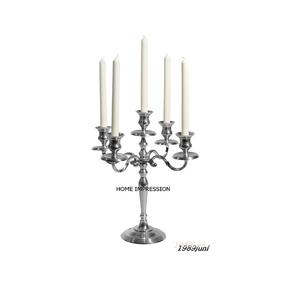 Nouveau modèle Designer meilleure qualité métal argent plaqué 5 bras luxe Table pièce maîtresse candélabre pour les fêtes et la décoration de mariage - Product Image 1
