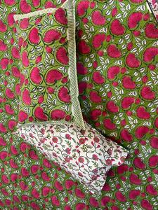 Vải Cotton Rajasthani Xuất Khẩu 100%, Tấm Trải Giường In Hai Kích Thước Cùng 2 Vỏ Gối Tấm Trải Giường - Product Image 3