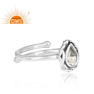 En Forme De poire Coupe Vert Améthyste Oxydé Anneau Réglable 925 Bague en Argent Sterling Fabricant De Bijoux - Product Image 3