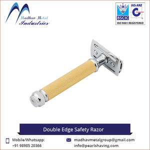Bulk Supply Double Edge Shaving Safety <b>Razor</b> with Excellent Balance Stainless Steel Blades Brass Handle for <b>Men</b> - Product Image 3