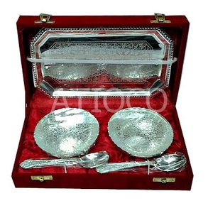 Juego de regalo corporativo en forma de cuenco de loto Chapado en plata pura diseñado llamativo disponible a un precio nominal y razonable - Product Image 1