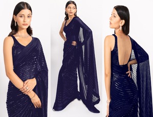 อินเดียและปากีสถานสวมชุดแฟนซีทำงานตามลำดับ Saree กับเสื้อทำงานที่มีกะเหรี่ยง/สารีอัตราต่ำที่มีคุณภาพดีที่สุด - Product Image 5