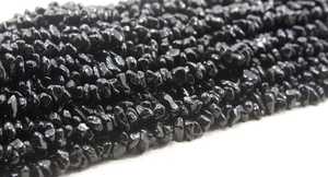 Piedra preciosa de espinela negra Natural de 16 "de largo, chips lisos sin cortar para hacer joyas, cuentas, precio al por mayor - Product Image 3