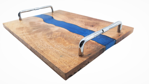 ถาดเสิร์ฟไม้มะม่วงทรงสี่เหลี่ยมผืนผ้าสำหรับห้องครัวและร้านอาหารงานฝีมือคุณภาพดีไซน์เรซินอีพ็อกซี่ริเวอร์ - Product Image 5