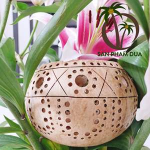 Lampe en coque de noix de coco écologique de haute qualité, décoration naturelle pour la maison en provenance du Vietnam, prix bas pour un monde soucieux de l'environnement - Product Image 1