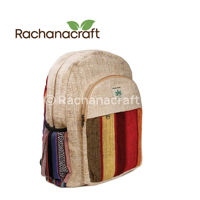 100% Handmade Regular Size Muli Red Stripe Hemp Backpack, Travel, Hipster Pack Fair Trade from Nepal Made Wholesale Supplies
