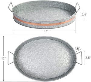 Stylish Grey Oval Galvanized Food Serving <b>Tray</b> in Sleek Design Perfect Home <b>Kitchen</b> Hotel Dessert Serving Elegant Display Piece - Product Image 2