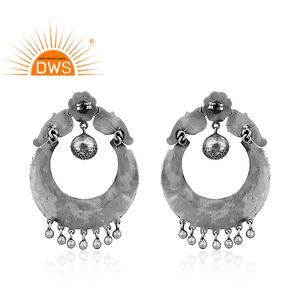Traditional Oxidized Silver <b>Earring</b> Half <b>Moon</b> Designer Antique Silver <b>Earring</b> Manufacturer Supplier Vintage Collection - Product Image 3